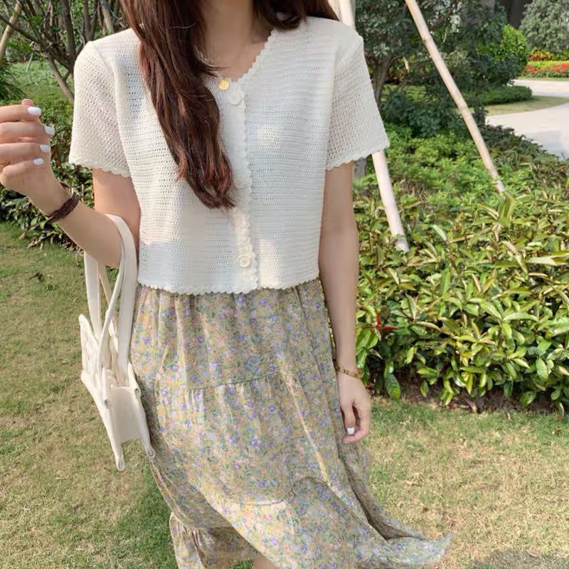 White silk knitted thin cardigan