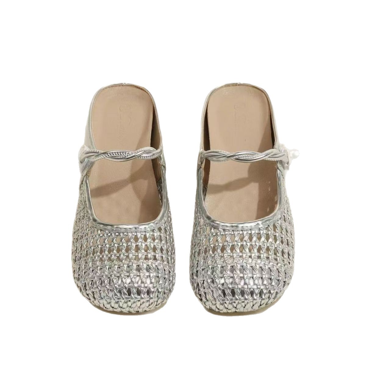 Sandalias de bolsillo en stock para mujeres de verano 2026 con falda un pedazo de mueller medio zapatillas de tela de altura interior image 5