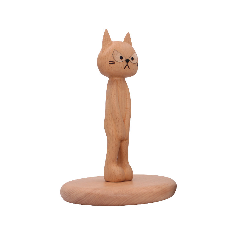 Solid Wood Creative Cat Vertical Paper Towel Holder Walnut Storage Rack Restaurant Kitchen Punch-free Paper Roll Holder