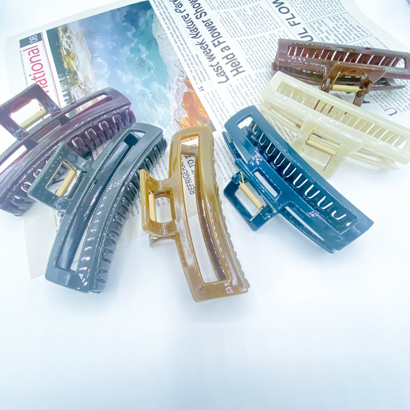 French Style Simple Style Jelly Texte Morandi Color Korean Style Grab Clip 11.5cm Lazy Style Black and White Hair Shark Clip