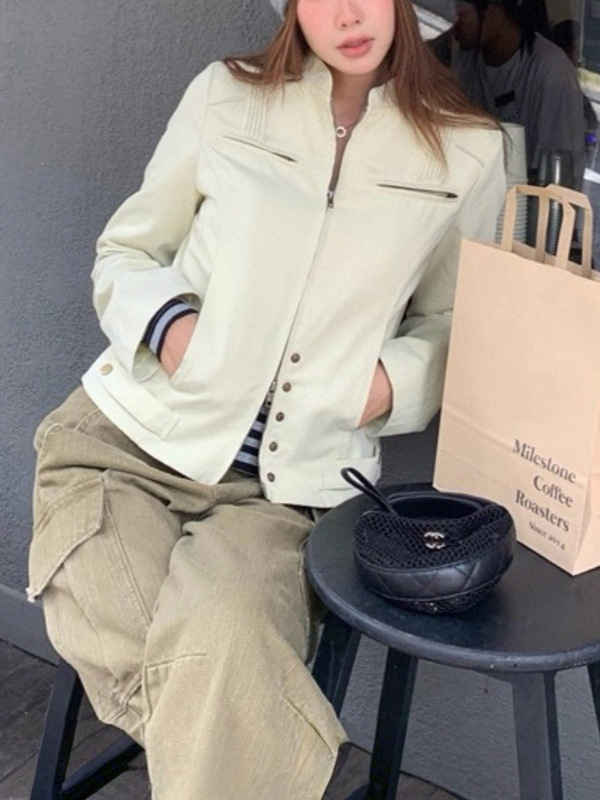 Ranwear  天赋夹克100棉小众设计感百搭休闲立领工装夹克外套彩棉|undefined