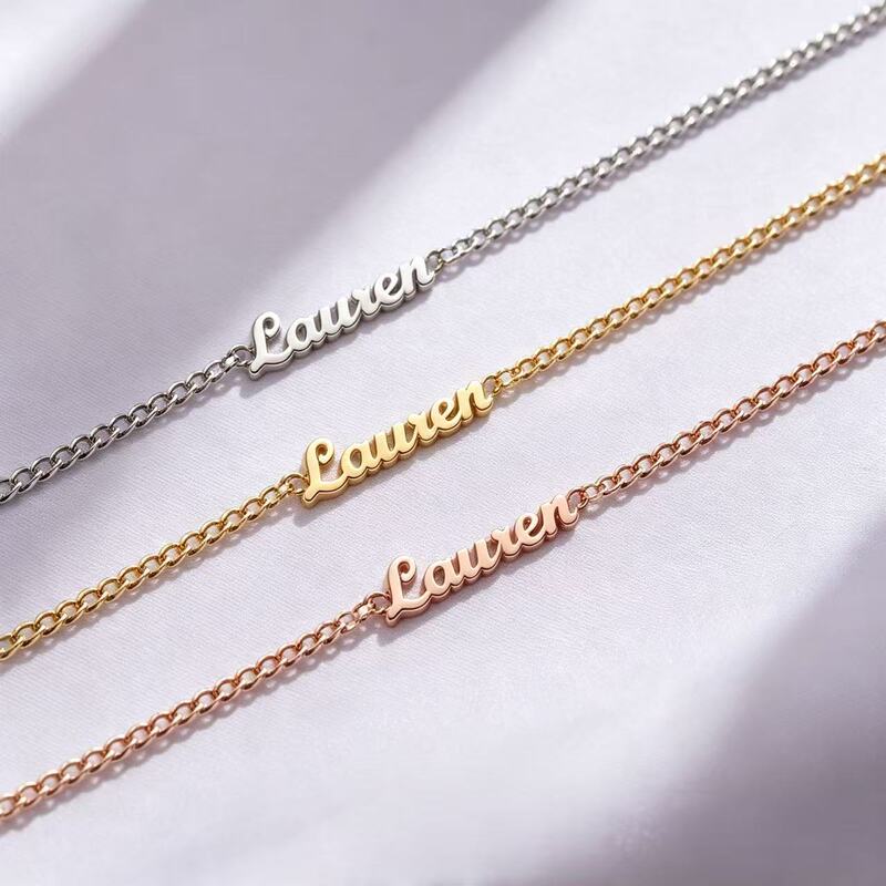 Cross-border best-selling personalized name bracelet, titanium steel gold-plated Cuban chain, custom letter niche women's accessory Cross-border best-selling personalized name bracelet, titanium steel gold-plated Cuban chain, custom letter niche women's accessory