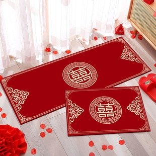 Wedding red carpet crystal velvet festive carpet door mat home mat wedding wedding supplies happy word floor mat wholesale