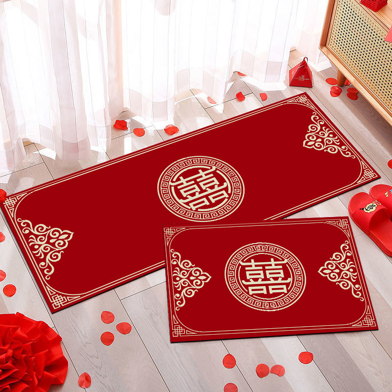 結婚の赤いじゅうたんの卸売りのお祝いの水晶の絨毯の床は結婚祝いの結婚用品の赤い喜字のじゅうたんを敷きます。|undefined