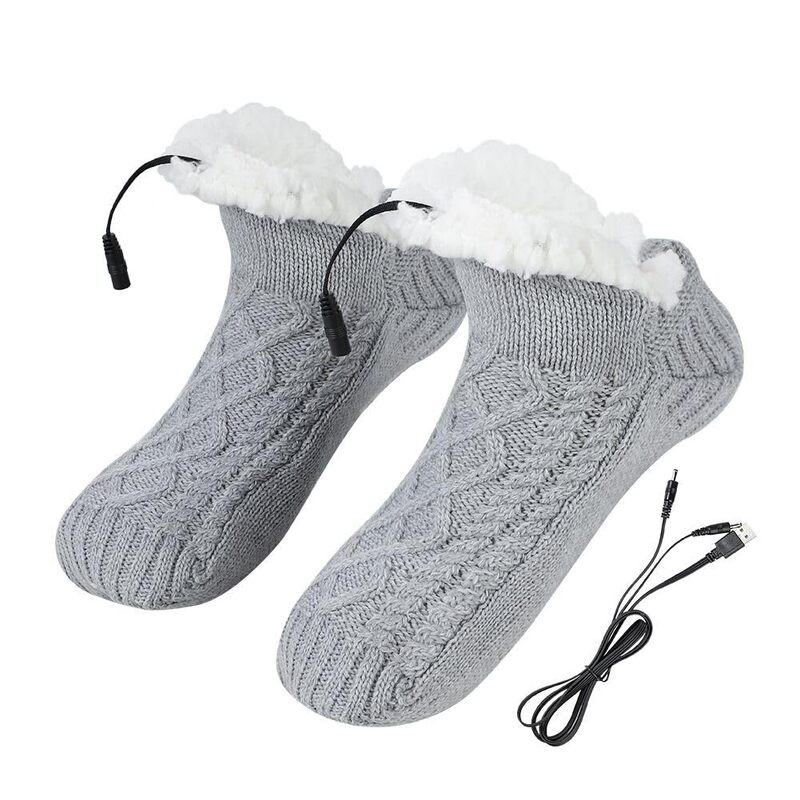 Amazon Floor Socks Women's Socks Winter Sole Glue Fleece-Lined Warm Men's Anti-Cold Electric Heating Slippers