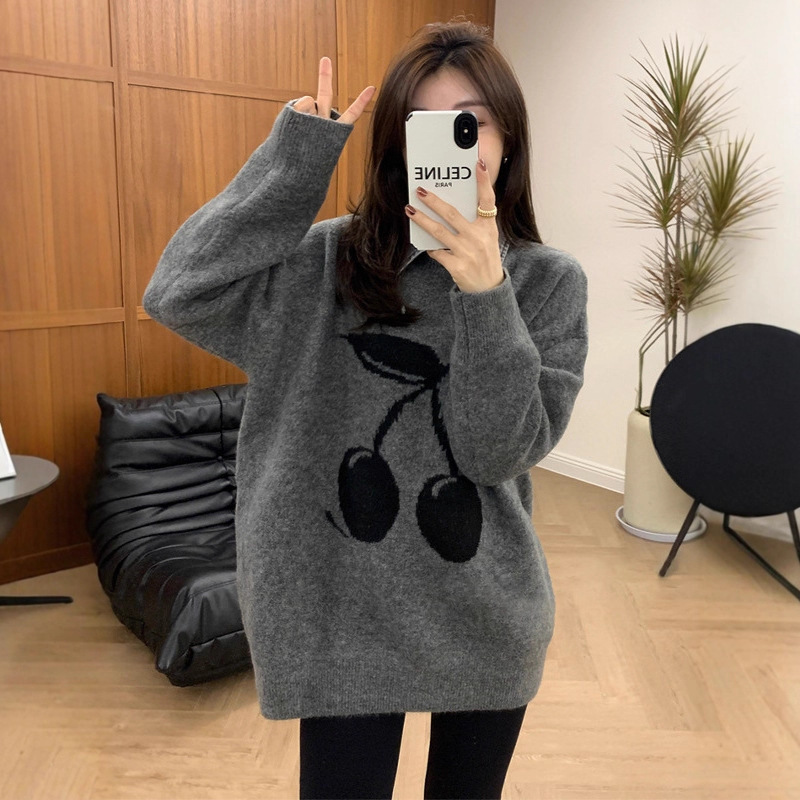 New European-Style Soft and Lazy Fashion Sweater for Women, Suitable for Spring, Autumn, and Winter, Sweet and Youthful, Loose-Fitting Knitted Pullover Jacket