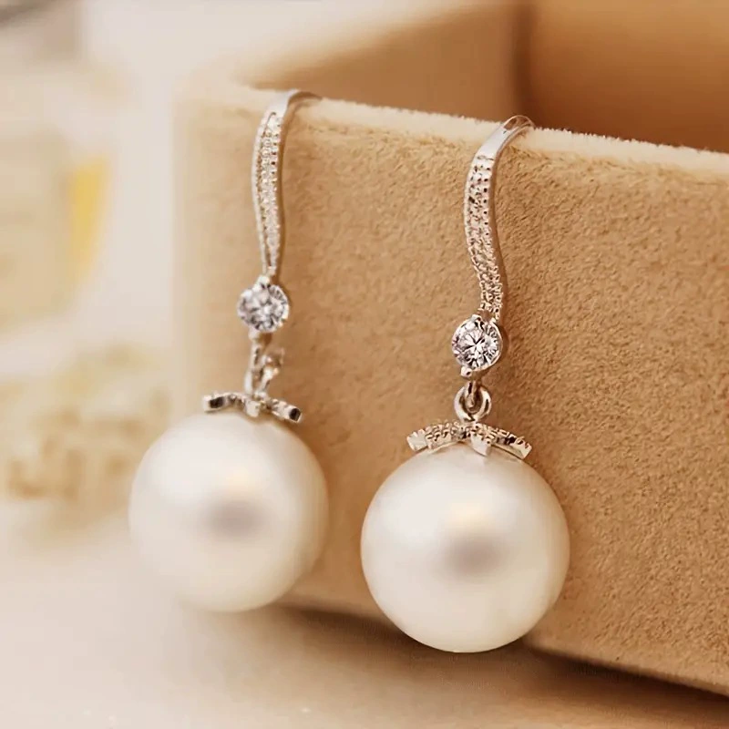 White pendant from pearl, silver sophisticated elegant earrings, Birthday gift