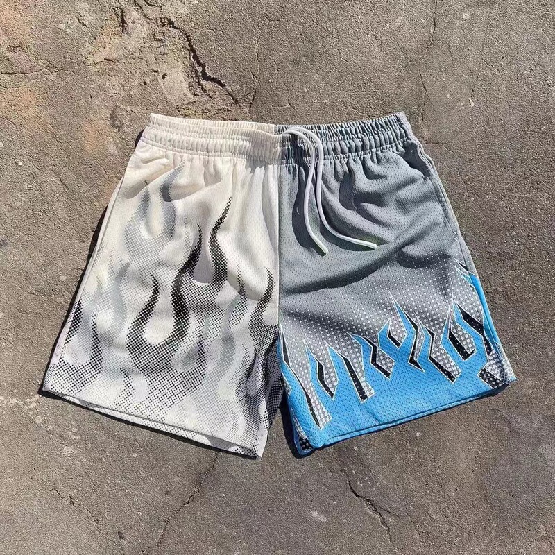 American Style Casual Fitness Shorts Basketball Muscle Sports Quarterer Shorts But Knee Mesh Breathable Jogging Shorts