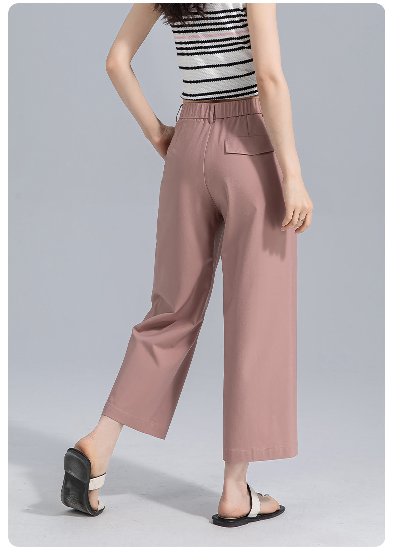 Quần culottes nữ ống rộng cạp cao dáng suông vải modal mềm mại — Xanh lông mòng đen chi tiết 29