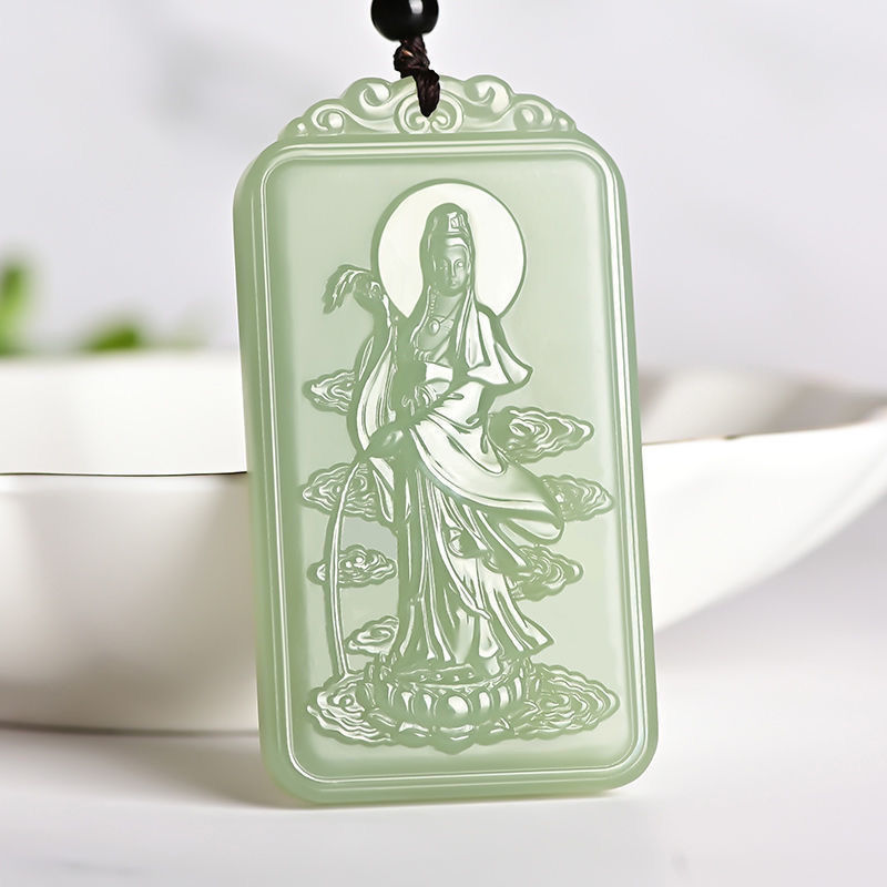 Nephrite  Green jade a buddism godness guanyin Pendant Men's Amulet Jade Kannon Bodhisattva jade Pendant Pendant