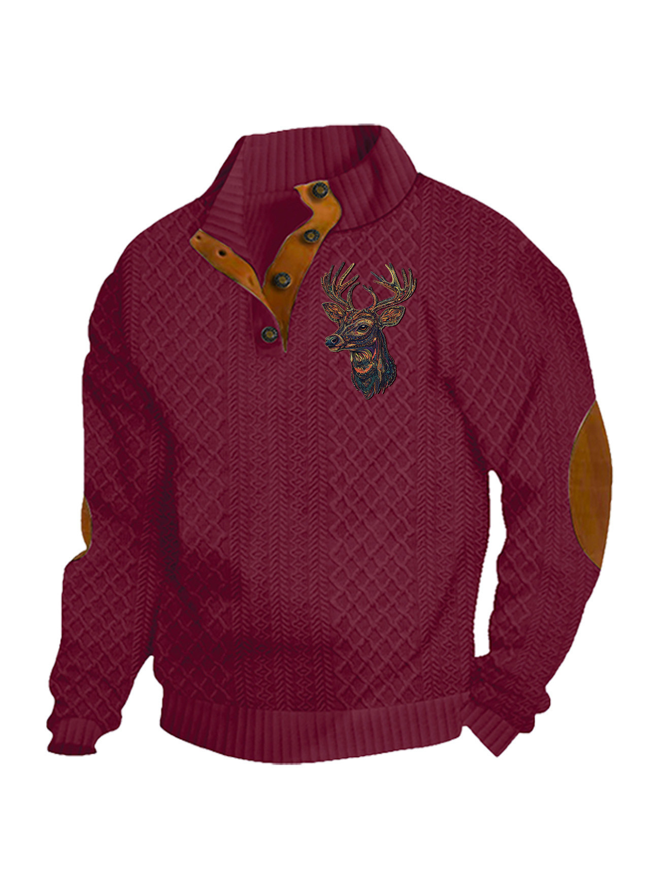 Transfronterizos Amazon otoño invierno caliente tamaño europeo para hombres al aire libre imitación de cuello de manga larga impresa hoodie de tres botones