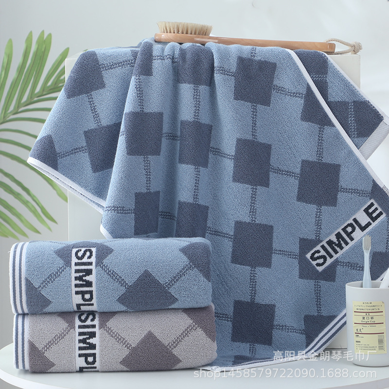 40 * 100cm lengthened cotton sports fitness towel dark rhombus long bath towel no drop towel no fading