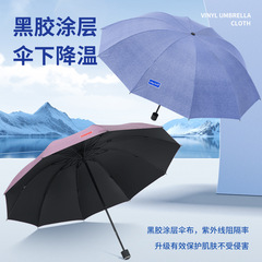 黑胶太阳伞防晒防紫外线晴雨伞两用女叠遮阳伞全自动ins风少女伞