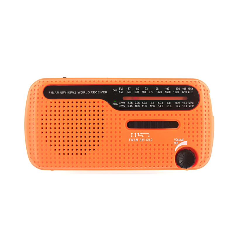 Radio Portátil Solar a Manivela con Linterna e Iluminación para Exteriores y Emergencias
