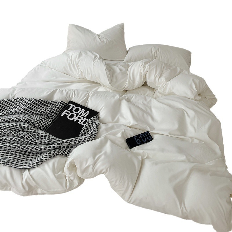 日本式水洗い綿純色四点セットシンプル無印風学生寮純綿三点セット純綿シーツ