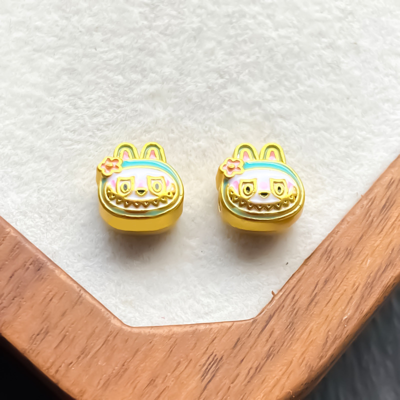 色保持ゴールデン diy 漫画かわいいラブブブブレスレットネックレスラブブブスペーサービーズ手作りロープ材料卸売|undefined