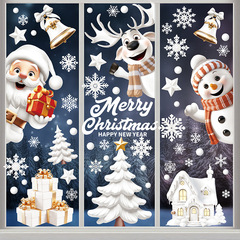 2025新型クリスマス雪だるま窓貼りpvc静電貼りクリスマス装飾クリスマスツリー窓壁クリスマス窓貼り