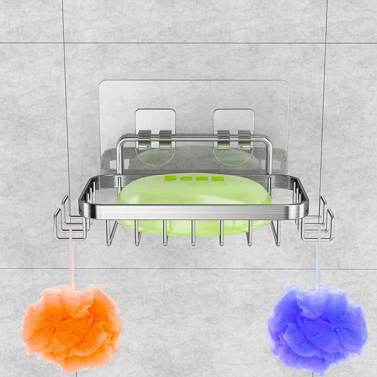 Acero inoxidable 304 jabón rack ponche-libre baño montado en la pared rack ventosa caja de jabón de pared estante de almacenamiento de lujo