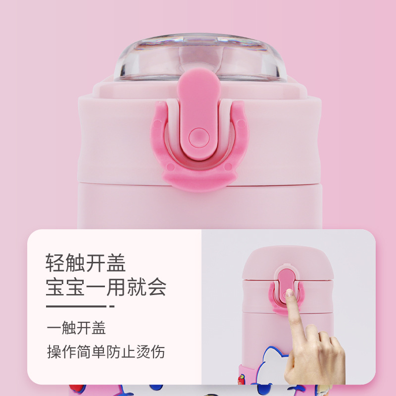 Taza termo de bebida directa de rebote de dibujos animados de Sanrio modelado en relieve 3D 316 mujeres de acero inoxidable de alto valor 350ML