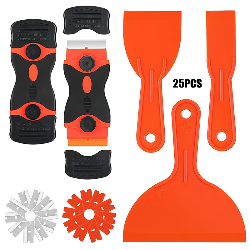 跨境25件套迷你双面刮金属铲刀塑料油灰刀墙壁胶水标签残留物清洁