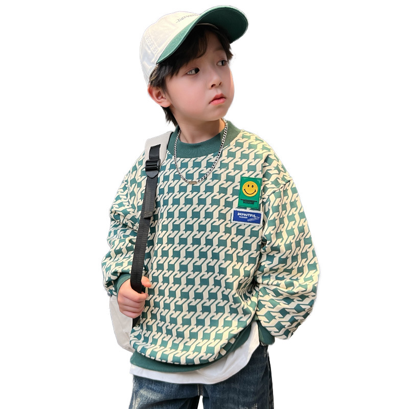 Jungen Pullover Hoodie 2024 Neuer Stil Trendy Frühling Herbst Base Shirt Explosive Street Mitte Große Kinder Top Robust_voghion.com