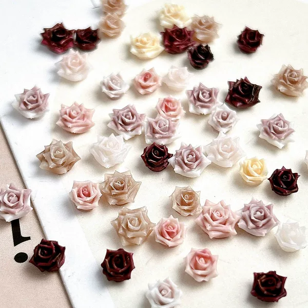 New Simulation Ins Rose Nail Art Jewelry Explosive Camellia Soft Carved Nails Internet Celebrity Wear Armor Accessories