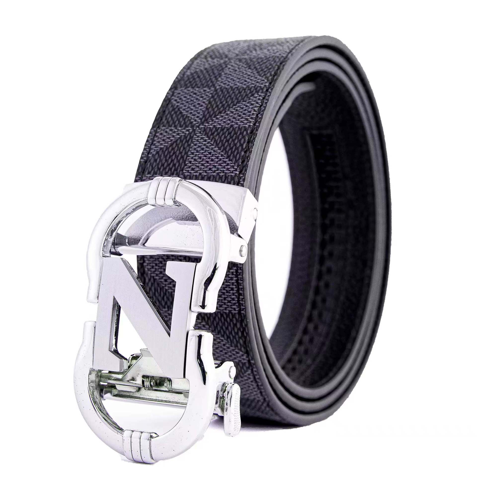 Cinturón de cuero genuino para hombre, informal, de negocios, impreso, popular, resistente a los arañazos y al desgaste, hebilla de cinturón, fabricante transfronterizo, venta directa al por mayor