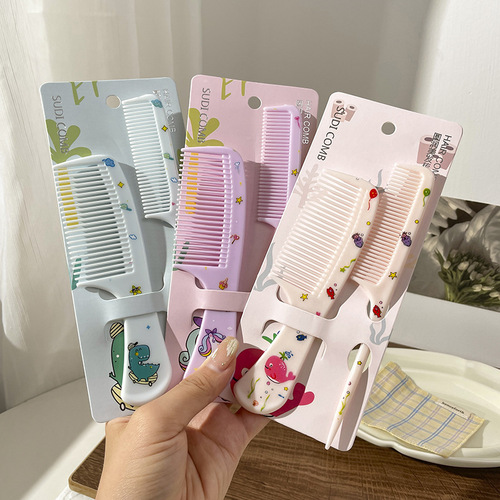 Cartoon Animal Tipped Comb Women's Portable Long Hair Comb Children's Exclusive Anti-Static Hair Styling Comb Fine-Toothed Dense Head Comb