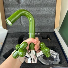 糖果绿洗手盆水龙头全铜冷热可爱红面盆浴室柜台下盆分体双孔龙头