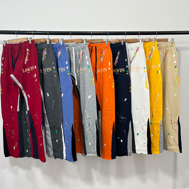 Cross-border supply gallery dept hand-painted splash ink stitching drawstring high street casual pants micro long pants men