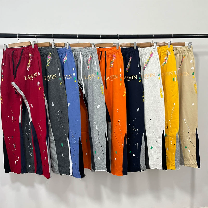 Трансграничные поставки gallery dept ручная роспись брызг чернил шить веревку и высокие улицы повседневные брюки слегка длинные брюки мужчины