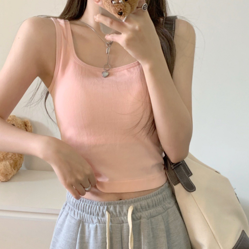 Camisola de las mujeres taza fija con almohadilla en el pecho primavera y verano nuevo tubo superior ropa interior corta deportes belleza volver tocar fondo superior moda