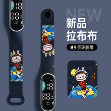 新款M9LED电子手表泡泡玛特lbulala印花表带手环触控防水手表批发