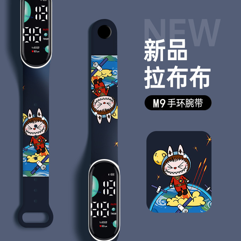 New M9Led Digital Watch Bubble Mart Lbulala Printing Strap Bracelet Touch Control Waterproof Watch Wholesale