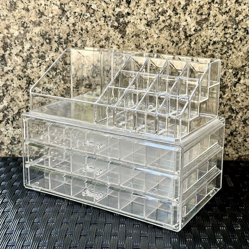 Jewelry Storage Box — Multi-layer 72-Compartment Organizer with Lipstick Top, 3-Drawer