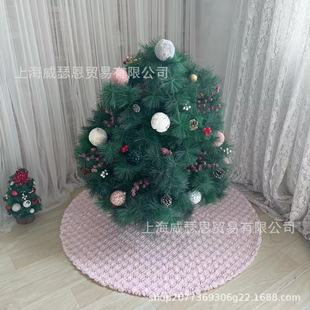 Cross-border Pink PVvelvet Golden Sequin Embroidered Four-leaf Flower Pattern Tree Skirt Holiday Christmas Tree Skirt Christmas Tree Bottom Decorative Pad