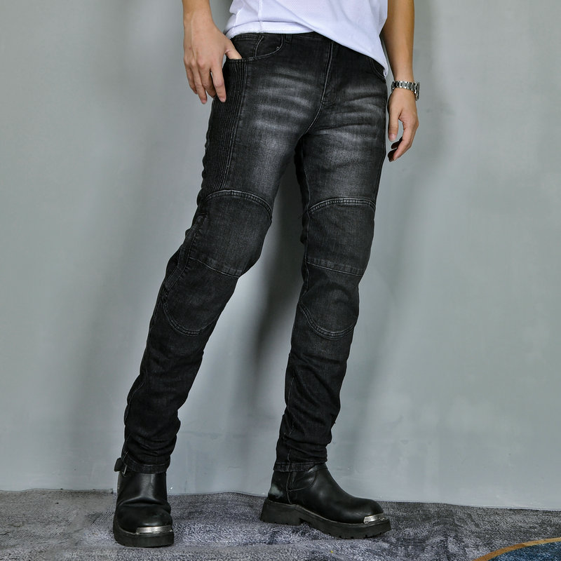 VOLERO pantalones vaqueros de la motocicleta de la vendimia de los hombres pantalones de montar de la motocicleta resistente al desgaste resistente al desgarro anti-caída pantalones de silicona equipo de protección