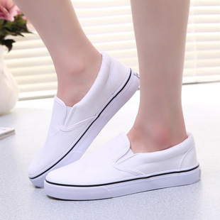 Rainier canvas shoes slip-on white shoes basic all-black breathable lazy shoes workshop work shoes men's and women's shoes