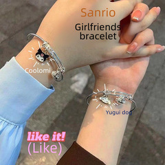 Same-style Sanrio bracelet for women: Cartoon Cinnamoroll & Kuromi adjustable charm bracelet for couples and besties