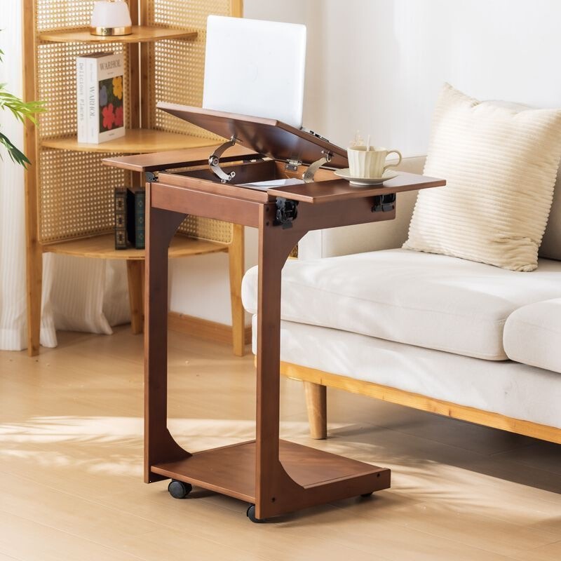 C-Shaped Flip-Top Table, Movable Folding Side Table, Bedside Computer Table with Wheels, Home Study Table, Sofa Bed Side Table C-Shaped Flip-Top Table, Movable Folding Side Table, Bedside Computer Table with Wheels, Home Study Table, Sofa Bed Side Table