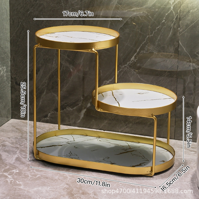 Luz de lujo multicapa escritorio inodoro estante de almacenamiento de aparador cubierta de acabado estante de baño lavabo estante de almacenamiento de cosméticos