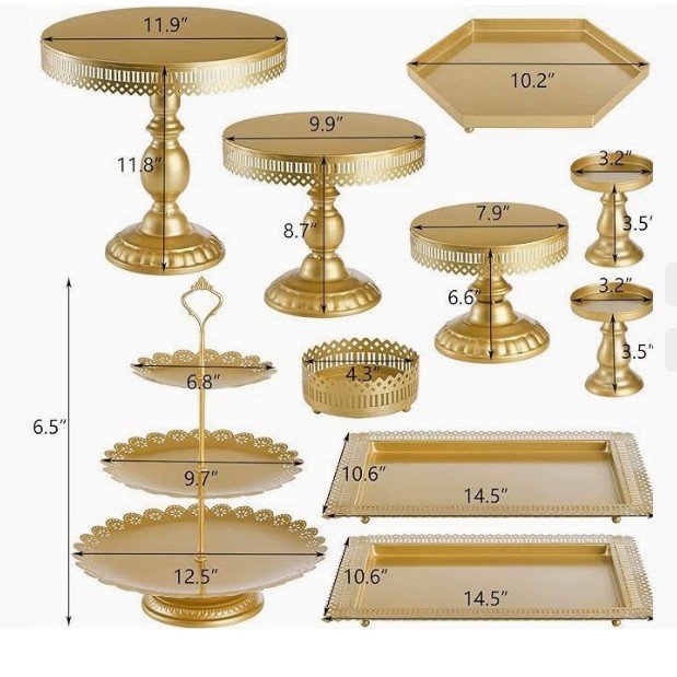 Creativo transfronterizo oro hueco estante de pasteles propósitos de boda mesa de postres decoración postres tienda de postres refrigerio combinación de estante de pasteles