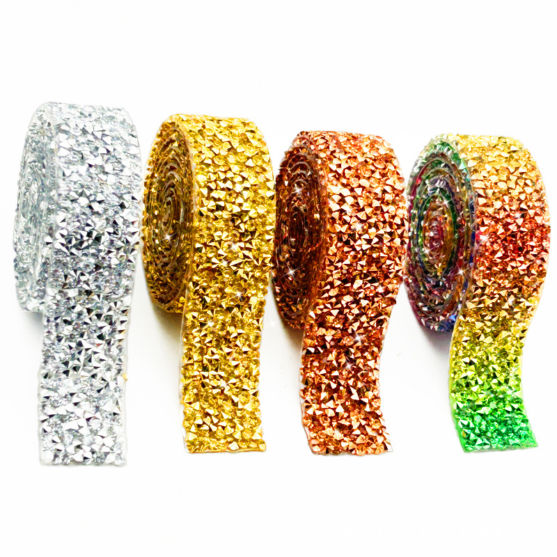 Mayorista colorido barra de diamante sombrero decoración taladro correa de adhesivos de fusión en caliente accesorios de joyería diamante colorido