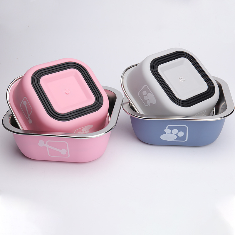 Perro Tazón de acero inoxidable gato tazón antidetonante perro antideslizante Tazón de arroz gato beber tazón para mascotas gran capacidad alimentador de mascotas