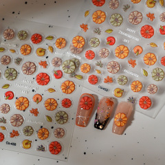 跨境新款万圣节南瓜美甲贴纸立体Pumpkin果冻DIY手机壳贴指甲饰品