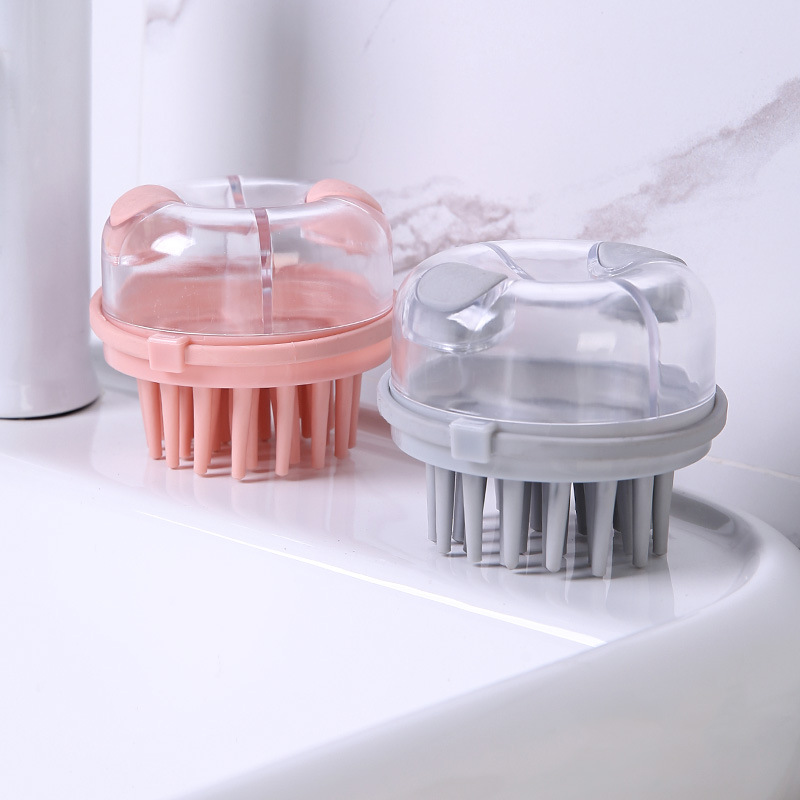 Cepillo de masaje de doble cuero cabelludo líquido cepillo de lavado de cabello doméstico puede presionar líquido cepillo de limpieza de cabello cubierta transparente cepillo de silicona