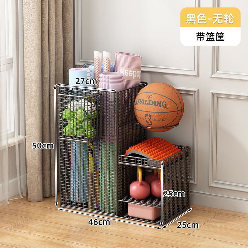 Rack de almacenamiento de baloncesto para equipos de gimnasio de deporte interior doméstico rack de almacenamiento de bádminton tipo mat de yoga cesta de almacenamiento con rueda