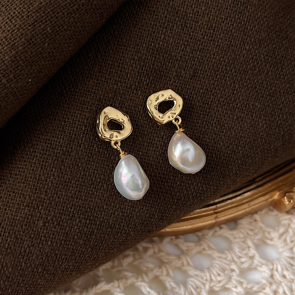 5g Weight Drop Earrings Classification 1 Pair Baroque Style Irregular Water Droplets Freshwater Pearl Drop Earrings