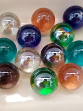 25mm玻璃珠 2.5厘米彩色大号玻璃球 透明海蓝深蓝绿色琥珀色 混色