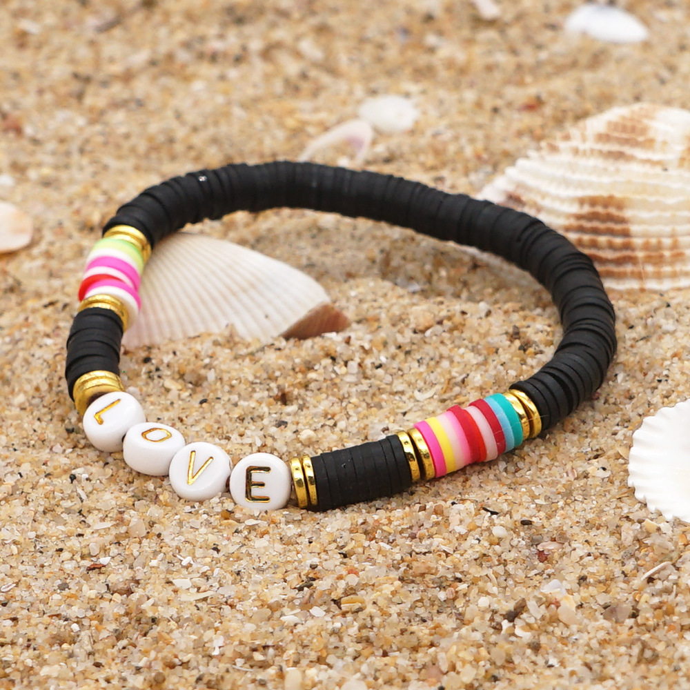 Bohemian Love Letter Color Soft Ceramic Bead Bracelet Men And Women Jewelry display picture 11